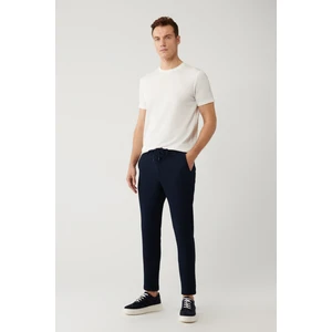 Avva Erkek Lacivert Beli Lastikli ve Bağcıklı Bi-Stretch Relaxed Fit Pantolon A41Y3232