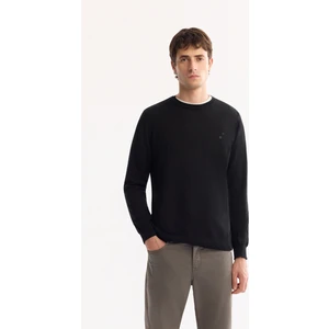 Avva Erkek Siyah Bisiklet Yaka Yün Karışımlı Triko Regular Fit Kazak B005013