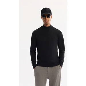 Avva Erkek Siyah Yarım Balıkçı Yaka Yün Karışımlı Triko Regular Fit Kazak B005015