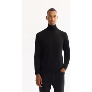 Avva Erkek Siyah Balıkçı Yaka Yün Karışımlı Triko Regular Fit Kazak B005014