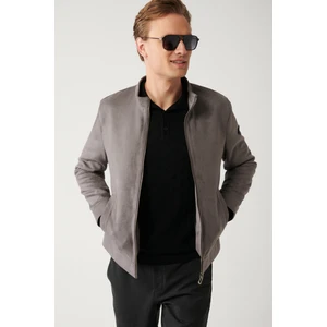 Avva Erkek Antrasit Dik Yaka Süet Dokulu Mevsimlik Comfort Fit Mont  B006002