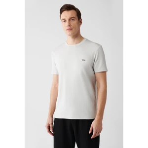 Avva Erkek Gri Bisiklet Yaka Bi-Stretch Baskılı Regular Fit T-Shirt B001040