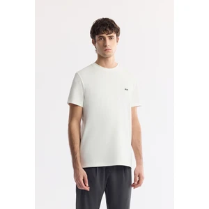 Avva Erkek Ekru Bisiklet Yaka Bi-Stretch Baskılı Regular Fit T-Shirt B001040