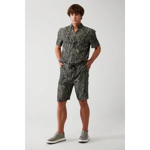 Erkek Vizon Viskon Soyut Desenli Şort A31Y3720