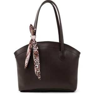 Kahve Rengi SHK274 Suni Deri Fermuarlı Tek Bölmeli Fular Hediyeli El,kol ve Omuz Çantası