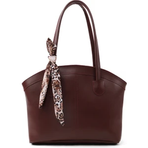 Bordo SHK274 Suni Deri Fermuarlı Tek Bölmeli Fular Hediyeli El,kol ve Omuz Çantası