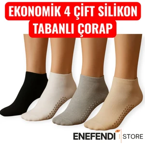 4 Çift Kaydırmaz Unisex Yoga, Pilates, Tavaf Çorabı | Spor Patik Çorap Beyaz|Gri |Siyah |Bej 36-40