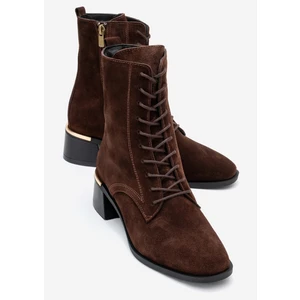 Avıa Kahverengi Süet Hakiki Deri Kadın Kalın Topuklu Bot