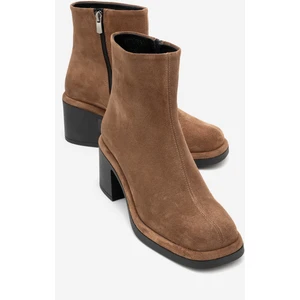 Junae Taba Süet Hakiki Deri Kadın Kalın Topuklu Bot