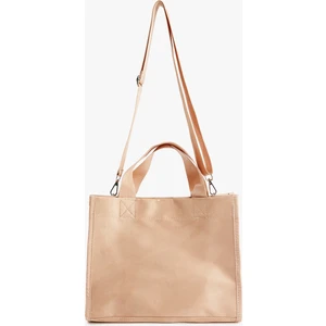 Etiket Detaylı Saplı Askılı Suni Süet Tote Çanta