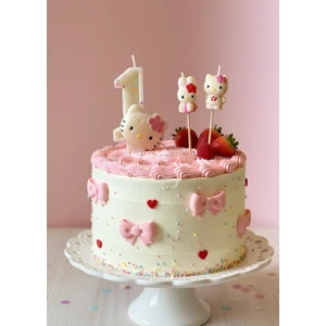 Atelier Mis Mum Hello Kitty 1 Yaş Pasta Mum Seti | Tatlı Sürpriz Doğum Günü Mumu | Figürlü Özel Tasarım (3 Adet)