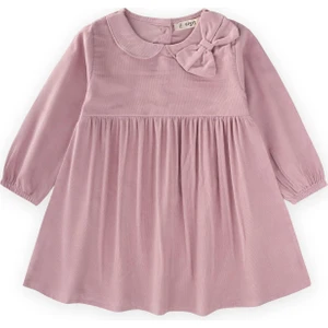 Kadife Elbise 1-8 Yaş Pudra Pembe