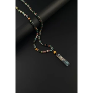 Seven Art Jewelry Doğal Taş Kolye, Hint Akiği Uçlu, Bohem Kolye, Hediye Kolye, Erkek Kolye, Kadın Kolye