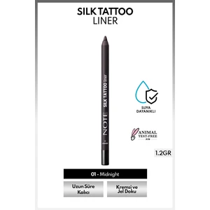 Note Cosmetics Silk Tattoo Liner Suya Dayanıklı Ipeksi Jel Göz Kalemi - 01 Midnight - Siyah (Mat)