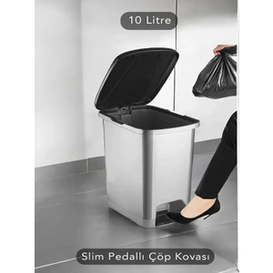 Dynamic Tech Slim Pedallı Banyo Mutfak Çöp Kovası - 10 Litre