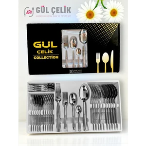 30 Parça 6 Kişilik Çatal Kaşık Seti Hasır Model Kutulu 18/0 Kalite