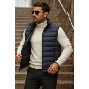Erkek Cepli Kışlık Fermuarlı Basic Füme Şişme Yelek