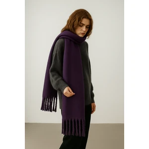 Kadın Kışlık Yumuşak Dokulu Puffy Atkı Şal – Kalın Peluş, Desenli, Saçaklı Oversize Model