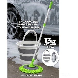 2li Oto Set Çizmez Oto Mop ve 13 Lt Katlanır Kova Bagajda Yer Kaplamaz