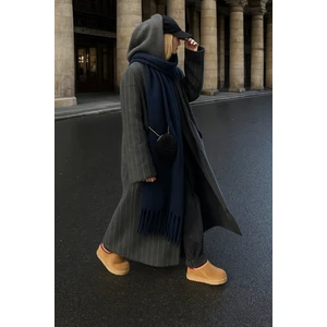 SF Collection Lacivert Yumuşak Dokulu Puffy Atkı Şal