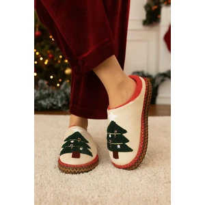 Kadın Yılbaşı Temalı Şerit Detaylı  Ev Terliği