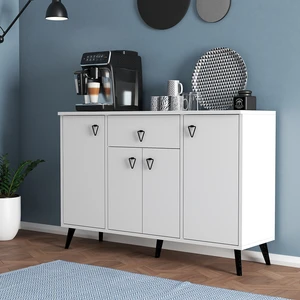 Serçe Design 4 Kapaklı Çekmeceli Kahve Köşesi Dolabı Mutfak Dolabı Konsol