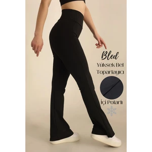 Premium Içi Polarlı, Şardonlu,dalgıç, Ispanyol Paça, Toparlayıcı, Kışlık Örme Tayt Pantalon Siyah