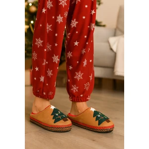 Kadın Yılbaşı Temalı Şerit Detaylı  Ev Terliği