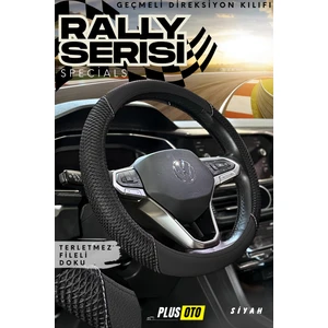 Rally Serisi Geçmeli Oto Direksiyon Kılıfı Özel Fileli Terletmez Doku ve Delikli Deri Araba Aksesuar