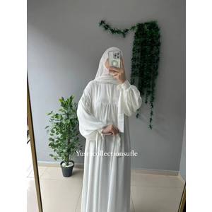 Yüsra Collection Tesettür Liza Elbise Kol Bağlamalı
