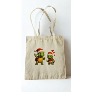 Middles & Niddles Özel Tasarım Yılbaşı Bez Çanta – Kanvas Kumaş, Dayanıklı, Sevimli Kaplumbağa Baskı
