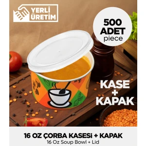 16 Oz Çorba Kasesi + Kapak - 500 Adet