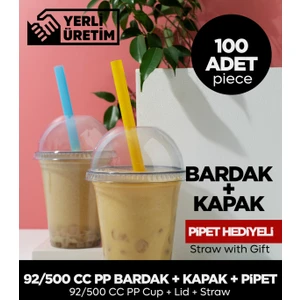 92/500 cc Pet Bardak Kapak - 100 Adet (Pipet Hediye)