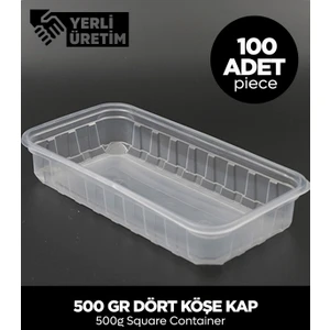 500 gr Dört Köşe Kap 100 Adet