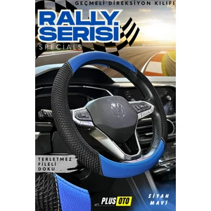 Rally Serisi Geçmeli Oto Direksiyon Kılıfı Özel Fileli Terletmez Doku ve Delikli Deri Araba Aksesuar