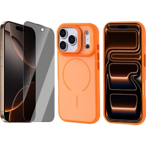 iPhone 17 Pro Max Kılıf M-Safe Şarj Özellikli Kamera Standlı Zore Notron Kapak + Hayalet Ekran Koruyucu