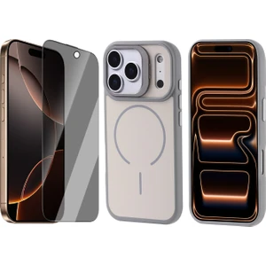 iPhone 17 Pro Max Kılıf M-Safe Şarj Özellikli Kamera Standlı Zore Notron Kapak + Hayalet Ekran Koruyucu