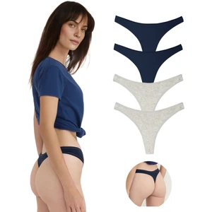 Yohannes Club, Pamuklu Basic Tanga Külot, 4'lü Paket, Chiloti, 2 Gri+2 Lacivert, Minimal Şıklık