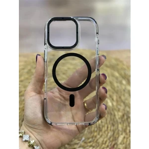 İphone 16 Pro Uyumlu Siyah Şeffaf İpk Sert Magsafe Kılıf