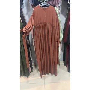 Yüsra Collection Tesettür Liza Elbise Kol Bağlamalı