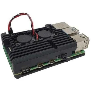 Raspberry Pi 4 Alüminyum Çift Fanlı Muhafaza Kutusu - Siyah