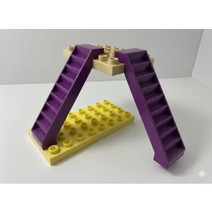 Studyo Tridi Yapı Blok Uyumlu Merdiven (Ikili - 2 Adet) - 3D Baskı - Düz Merdiven