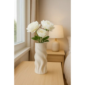 3D Baskı Beyaz Dekoratif Vazo – 18 cm