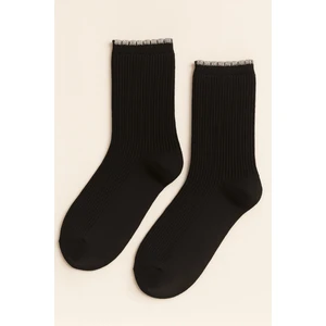 Kadın Bileği Fırfırlı Soket Çorap Kahverengi