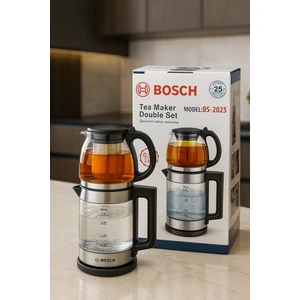 BS-2025 Kettle - Çay Demliği – Double Set | 2'li Cam & Çelik Demlik | 2.0 L Kettle
