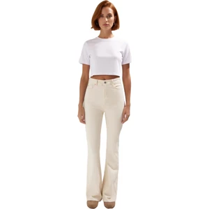 Kadın Yüksek Bel Flare Denim Pantolon Fonksiyonel Dayanıklı Kaliteli Konforlu Estetik Spor