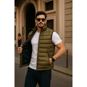 Erkek Kışlık Premium Basic Astarlı Haki Şişme Yelek