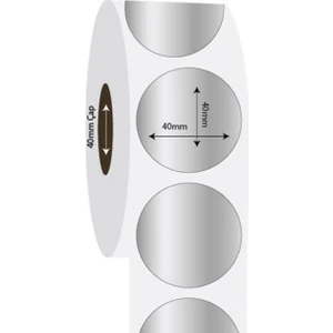 Aysan Etiket Boş Yapışkanlı Gümüş Metalize Barkod Etiketi 40MM Çap