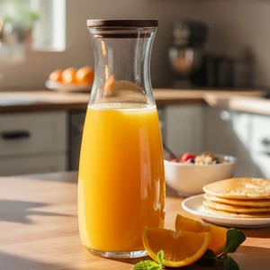 Nur - Ahşap Kapaklı Cam Sürahi Karaf 1180 ml