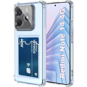 Xiaomi Redmi Note 14 4g Uyumlu Kılıf Kartlık Bölmeli Arkası Şeffaf Soft Dayanıklı Kılıf Kapak